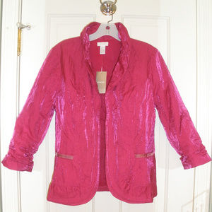 NEW $129 CHICO'S 1 RASPBERRY PINK SHIMMER JACKET